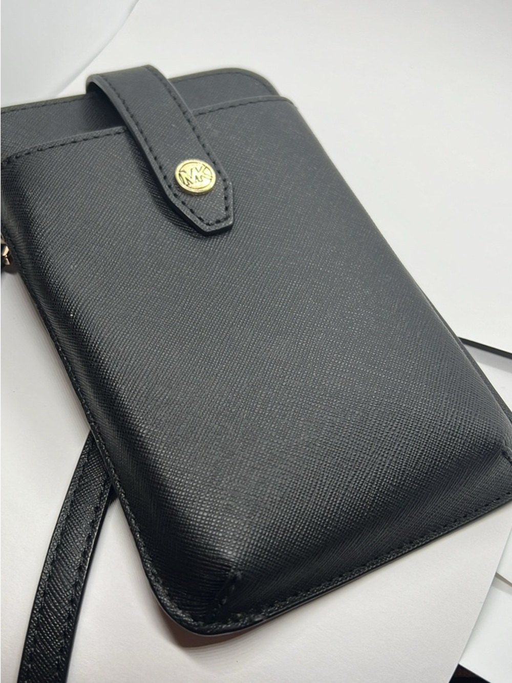 Michael Kors Black Saffiano Leather Crossbody Phone Pouch